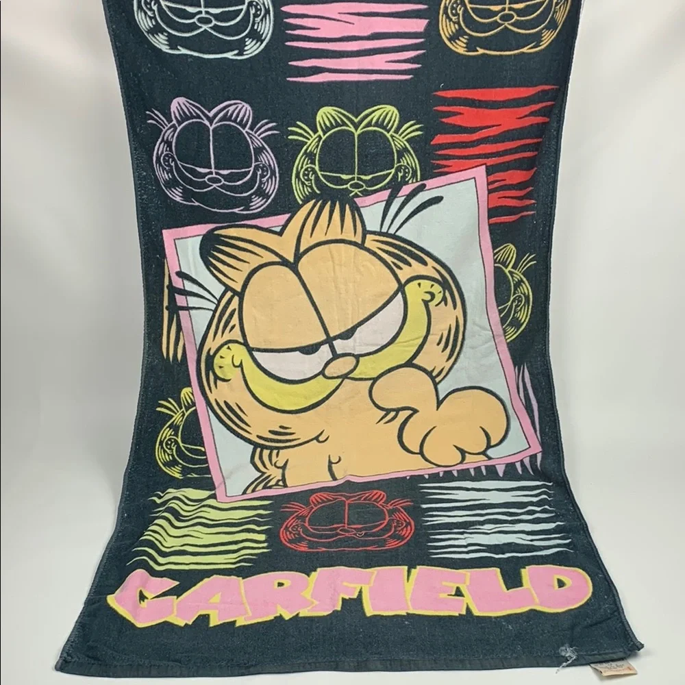 Vintage 1978 Garfield Bath Beach Towel Large Garfield graphic 100% Cotton Retro